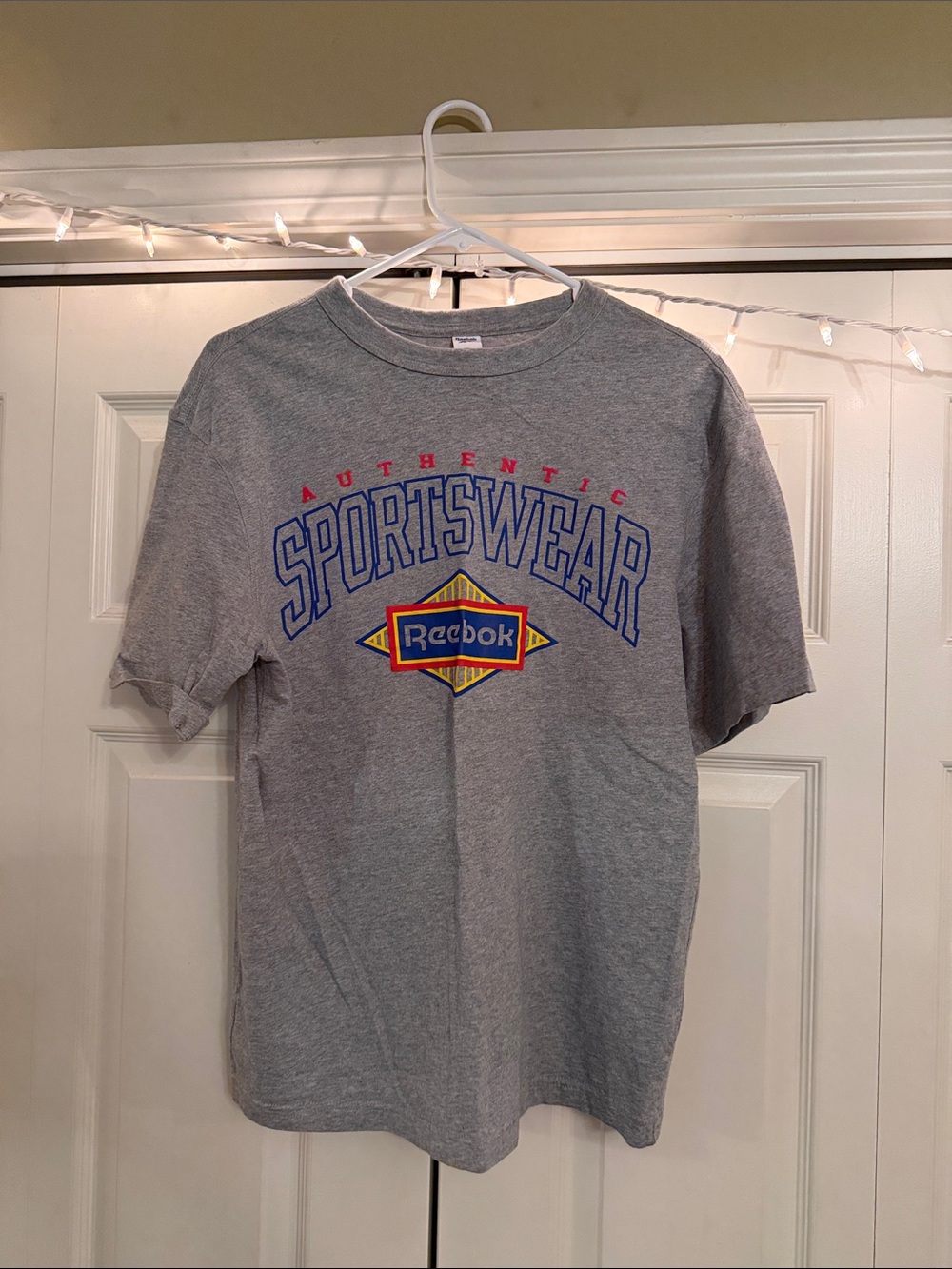 Reebok Gray Sportswear Graphic Tee with Blue & Red Logo
